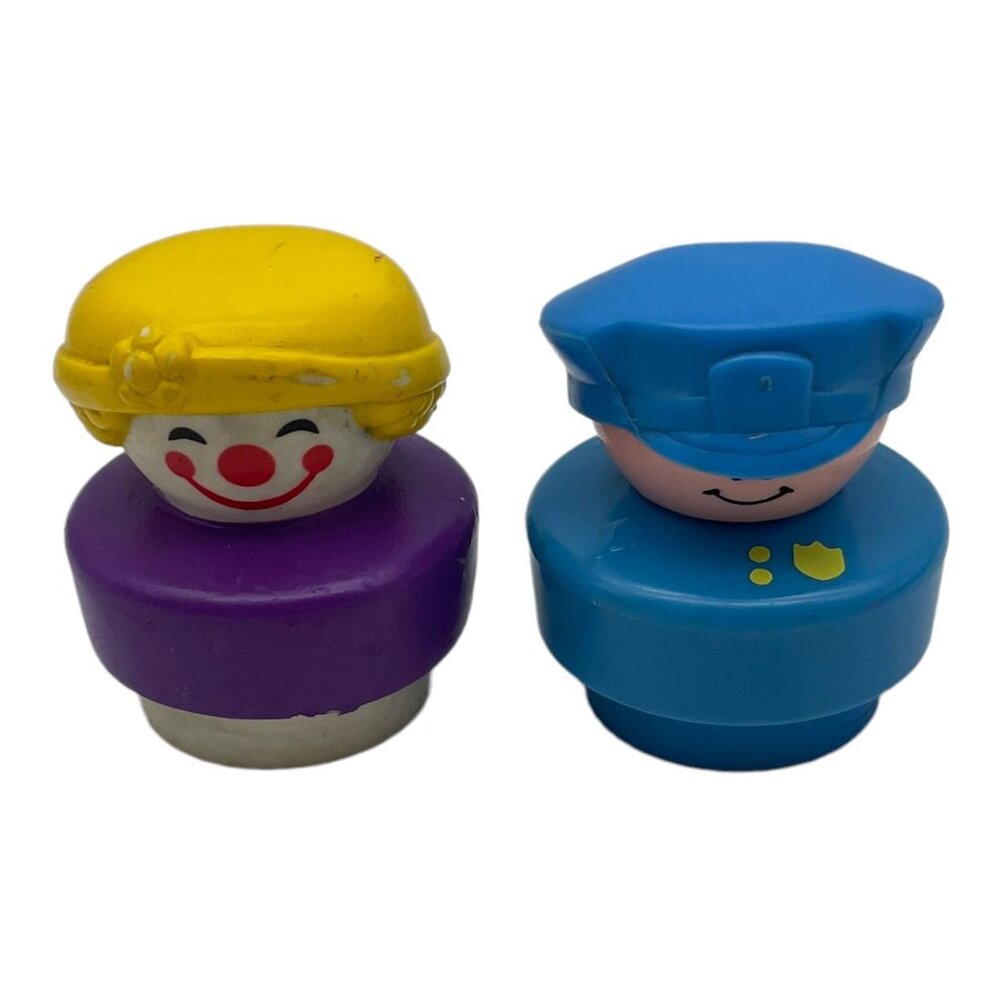 Vintage 1990s Fisher Price Chunky Little People Clown Policeman Figures Toys